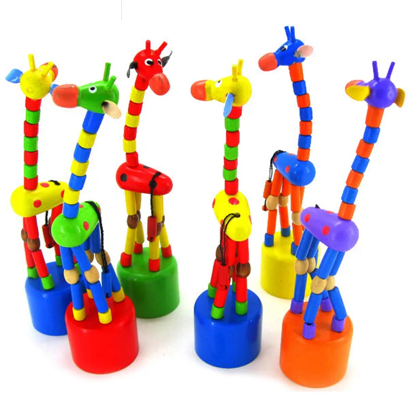 

1PC Colorful Rocking Giraffe Toy Kids Development Dancing Standing Wire Control Animal Toys Baby Educational Wooden Blocks