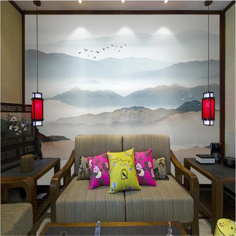 beibehang behang Interior Home Decor Custom Photo Wallpaper Wall Stickers Large New China Zen Ink Painting TV Sofa Background
