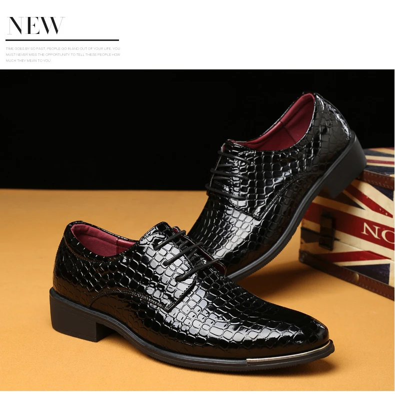 BIMUDUIYU крокодиловый узор кожа для мужчин's итальянские свадебные туфли Роскошные модельные туфли мужчин Бизнес Мода Формальные обувь плюс