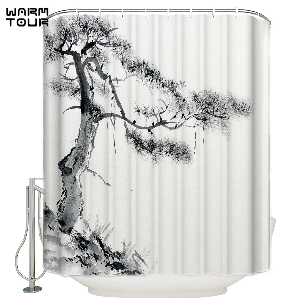 Водонепроницаемая занавеска для душа WARMTOUR традиционная китайская сосна