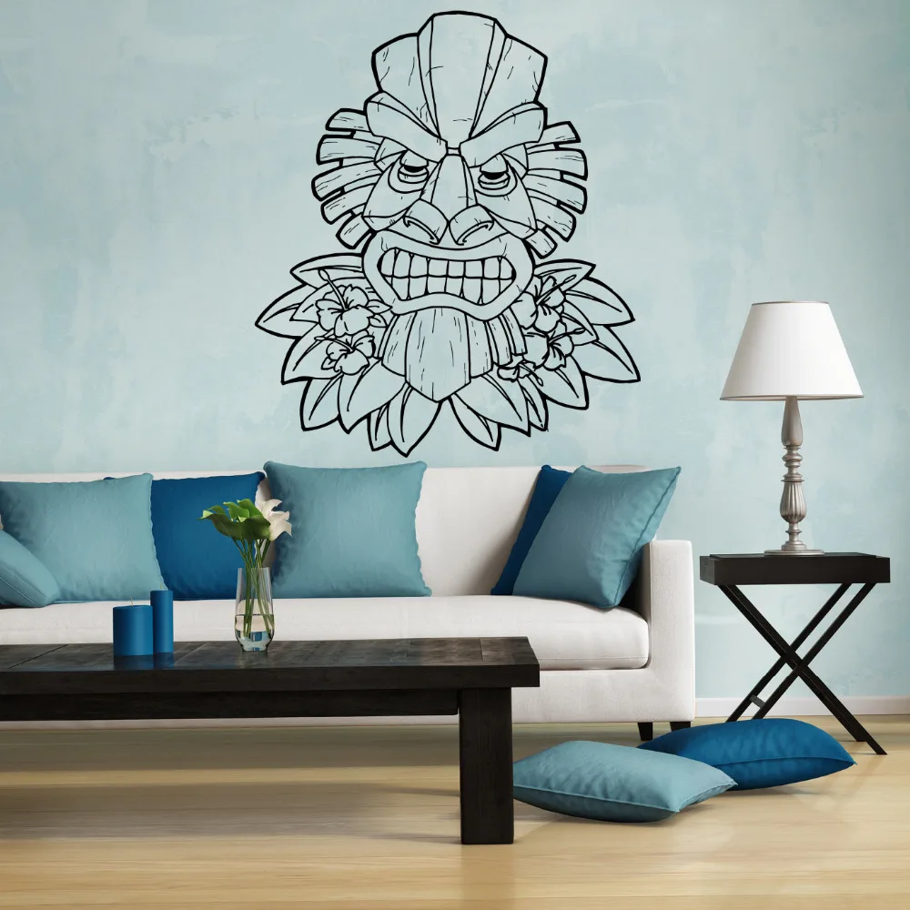 

Pattern Tiki Hawaii Wall Vinyl Decal Stickers Sofa Background Decor Mask Totem Removable Wall Stickers Home Decoration ZB167