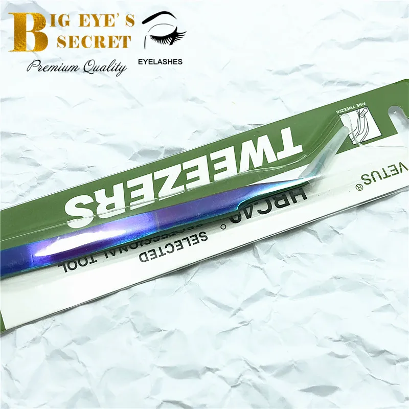 

Big eye's secret 1 pcs Stainless Steel Tweezers for Eyelash Extension Makeup Tools colourful luxury Professional Free shipping