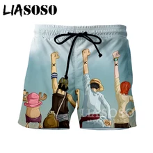 LIASOSO летние новые мужские и женские модные 3D принты Аниме one piece Portgas D Ace шорты пляжные Фитнес хип хоп свободные спортивные брюки A23