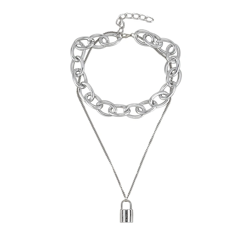 

Padlock Chain Necklace Chunky Chain With Lock Pendant Necklaces Punk Hiphop Fashion Gothic