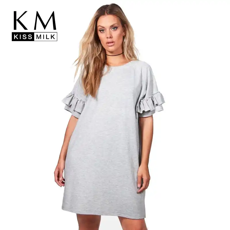 t shirt dress with frill sleeves