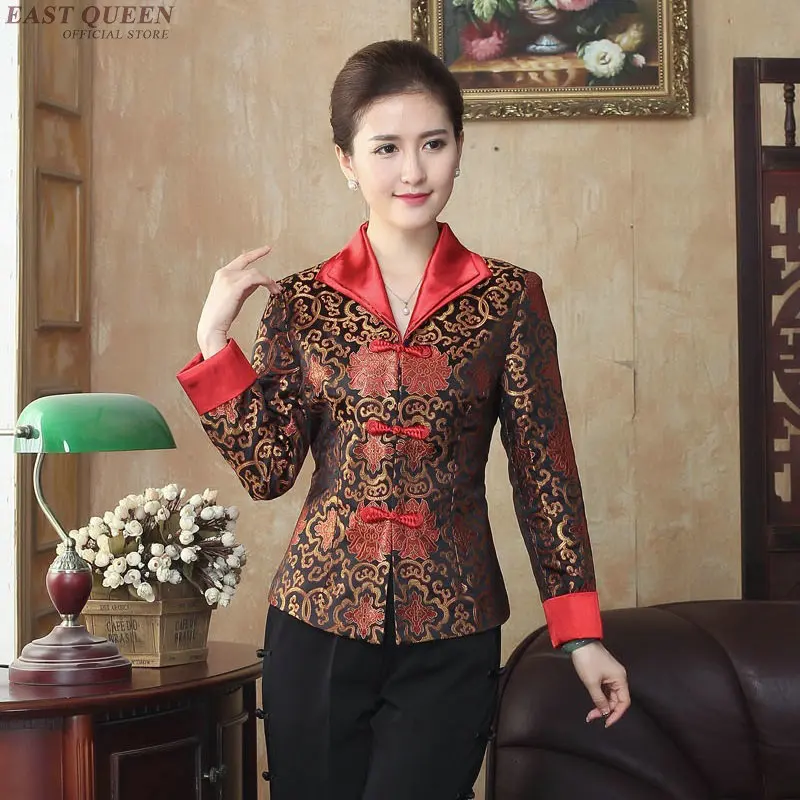 Cheongsam Топ традиционной китайской блузка футболки для женщин воротник-стойка Восточный Азиатский блузка AA3986