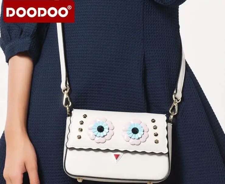 

DOODOO 2018 Women Shoulder Bags Flap Pu Leather Crossbody Bags For Girls Candy Color Handbags Owl Mini Messenger bag FR434
