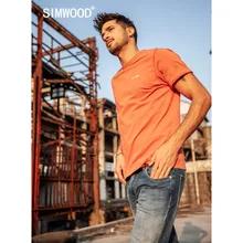 Новинка, летняя мужская футболка SIMWOOD из хлопка с вышивкой, Повседневная футболка с круглым вырезом, высокое качество, большие размеры, Мужская футболка 190107