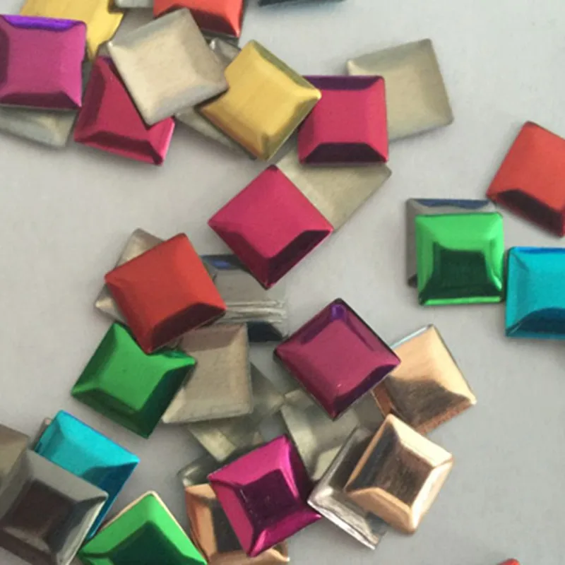 1440pcs 7*7mm Mix Color Square Hotfix Studs Flat Back Iron On beads Glue FlatBack Rhinestuds Heat Transfer For DIY Nailheads | Дом и сад