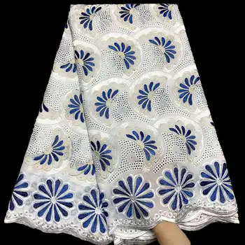 

2019 African Lace Fabric High Quality French Cotton Lace Fabric 2019 Arrival Rhinestones Lace Fabric for Wedding dress SN-002