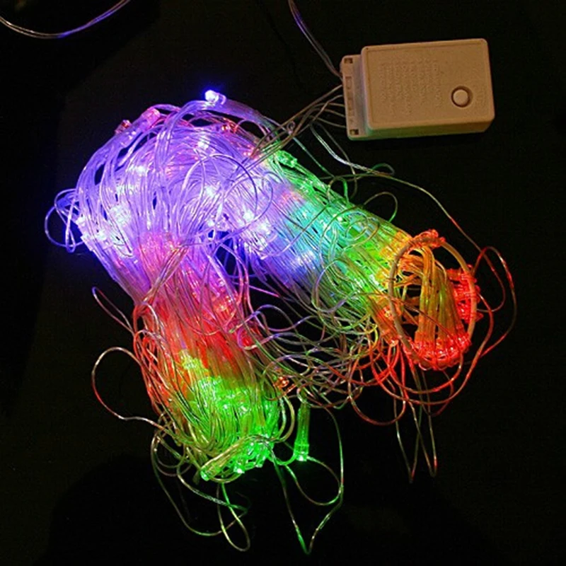US $12.88 12m 120Leds 8 Modes AC 220V Colorful Spider Web Led Fairy String Lights Festival Party Layout Hotel Chandelier Net Lights