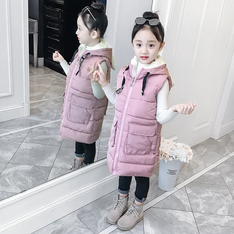 Crianças de Inverno Cabolsa sem Mangas Crianças sem Mangas Colete com Capuz Jaqueta de Algodão Adolescentes Colete Quente Acolchoado Roupas Meninas Rabbite 2020 9 High Quality Mamãe e Bebê