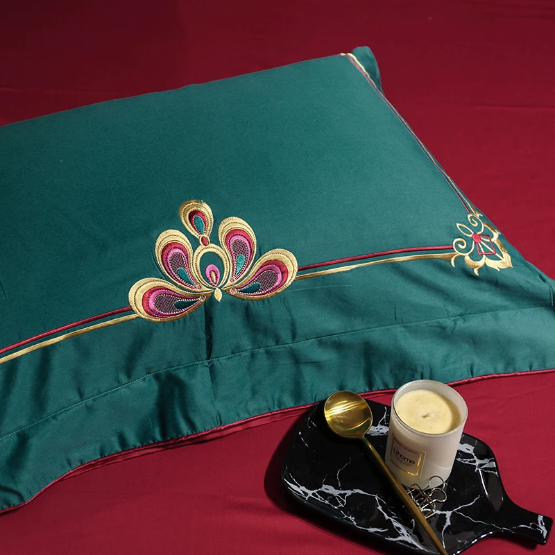 Waliicorners 4/7pcs Luxury Egyptian cotton bed linen sheets Royal Embroidery Bedding Set duvet covers India style bedclothes 11 KG0B2645