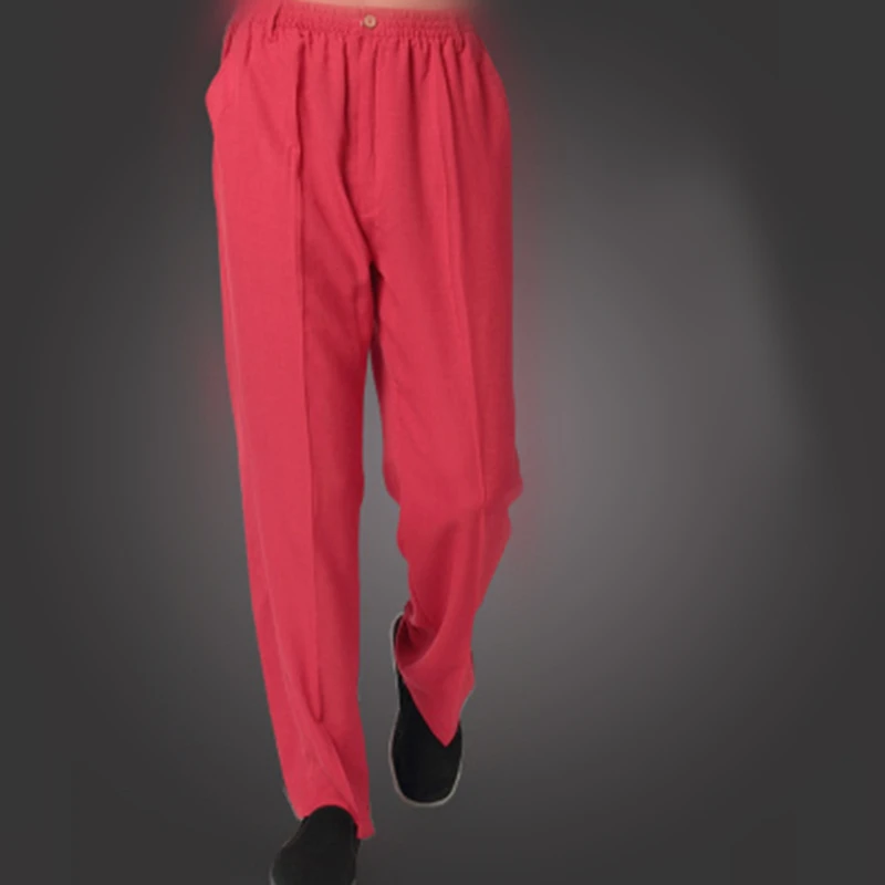 Новые мужские китайские традиционные брюки кунг-фу брюки с эластичной резинкой на талии белые черные Синие Серые 6 цветов Тай Чи штаны для кунг-фу