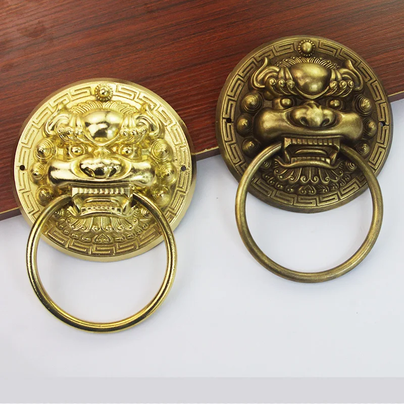 

1pcs Big Round Door Knob and Handle Brass Handle for Wood Door Gold Door Drop Ring Handle