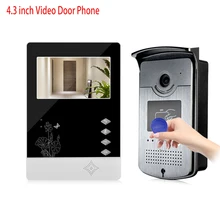 4.3” RFID Color Video Intercom Door Phone Entry System With IR COMS Outdoor Camera Doorbell In Stock Support 500 User Cards