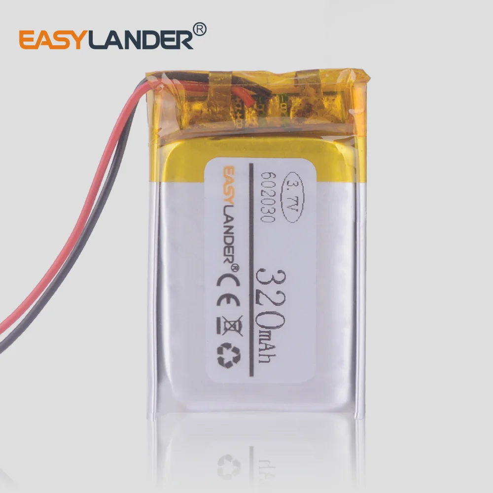 

602030 320 mah 3.7V lithium-ion polymer battery for gadget wireless mouse MP3 player