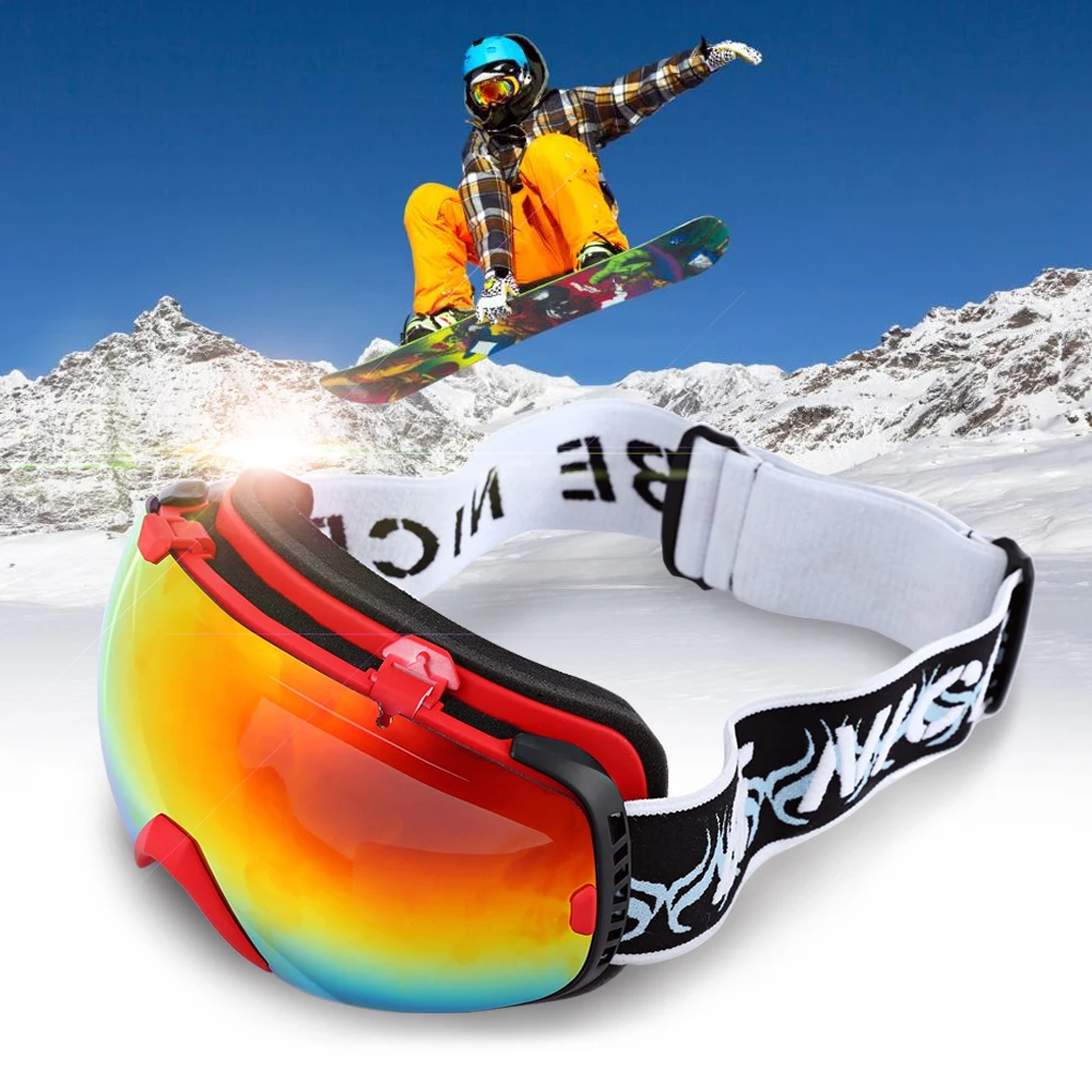 Be Nice Brand Ski Goggles 2084 Unisex Spherical Anti fog Dual Lens
