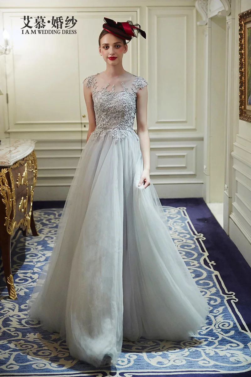 Wedding Silver Wedding Dress popular silver wedding dress buy cheap lots a line dresses tulle and lace applique beaded bridal gown cap sleeves floor