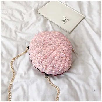 

Small bag female new 2019 super fire ins Korean version of the wild fashion sequins shell mini chain Messenger bag