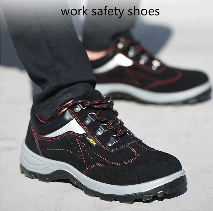 Мужские досуг большой размер Рабочая защитная обувь со стальным носком корова замша рабочая обувь строительной площадке Рабочая