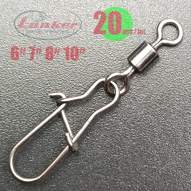 

lunker swivels snap assist soft lures baits hook fixed lock screw dagger tools fishing stainless steel american 20pcs