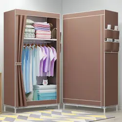 Простой в сложенном студенты небольшой шкаф-гардероб DIY сборки шкаф один шкаф для хранения одежды пылезащитный чехол Closet