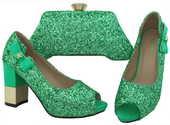 

New Water green Color Shoes Combining Shoes and Italian Set Bag with Matching Bags Super high heel Wedding Shoes BCH-31A