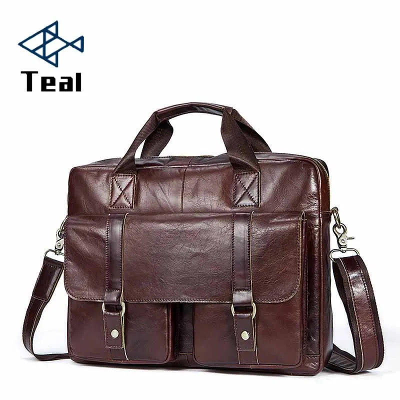 Men Briefcase Genuine Leather Bags Cow leather business Office Bags for Male Bag high quality Men Laptop Bag Briefcases