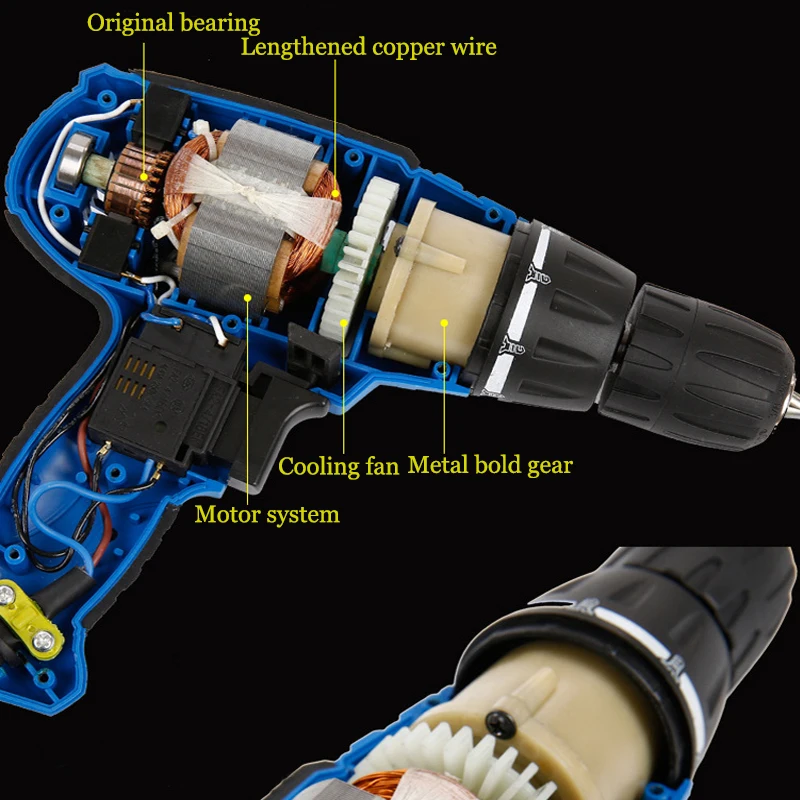 Электрическая отвертка, вращающийся инструмент 220 В, набор медных аксессуаров, электроинструменты для рукоделия, многофункциональная электрическая дрель с крутящим моментом