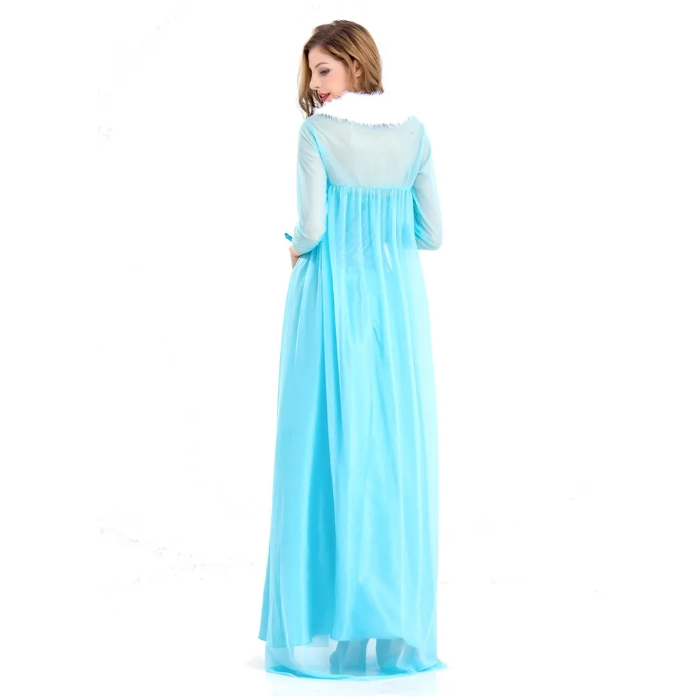 Маскарадные вечерние платья принцессы Эльзы для взрослых и женщин; костюм на Хэллоуин; платья Эльзы; голубое платье Снежной Королевы для костюмированной вечеринки