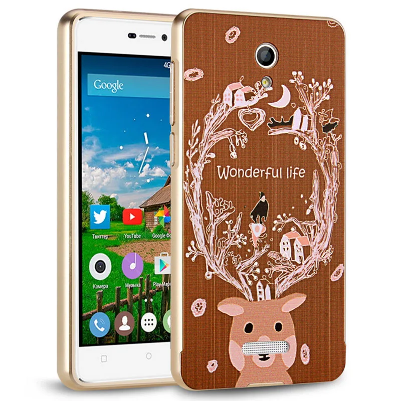 KOC-2276E_1_Cartoon Deer Pattern Premium Aluminum Metal Frame & Acrylic Back Cover for Highscreen Power Five 5  Highscreen Power 5