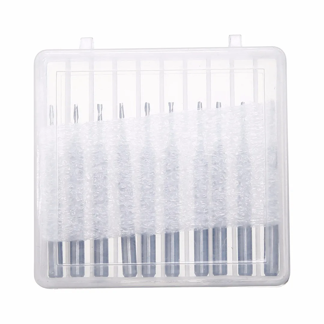 10pcs Double 2 Flute Spiral Carbide Flat Nose End Mill CNC Router Bit 1/8" 1mm Mayitr Cutting Engraving Milling Cutter