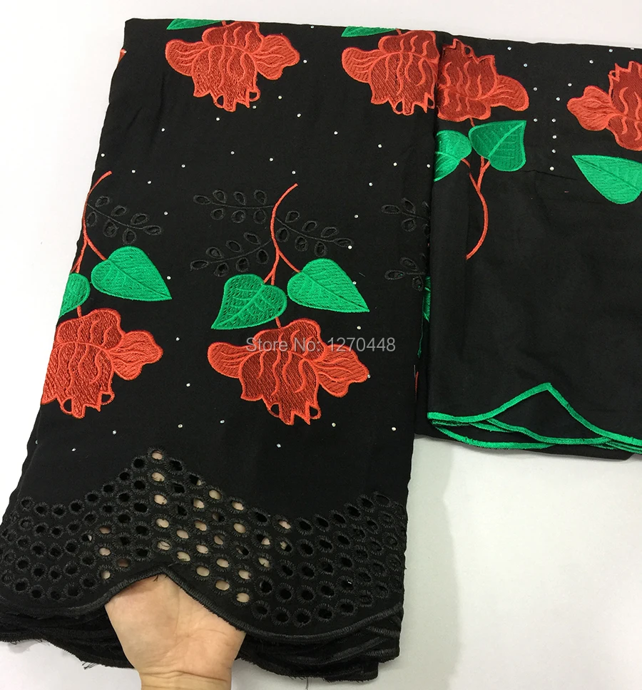 

2018 black And red African Dry Lace Fabrics High Quality Cotton Lace Fabric Swiss Voile With Stones Swiss Voile Lace
