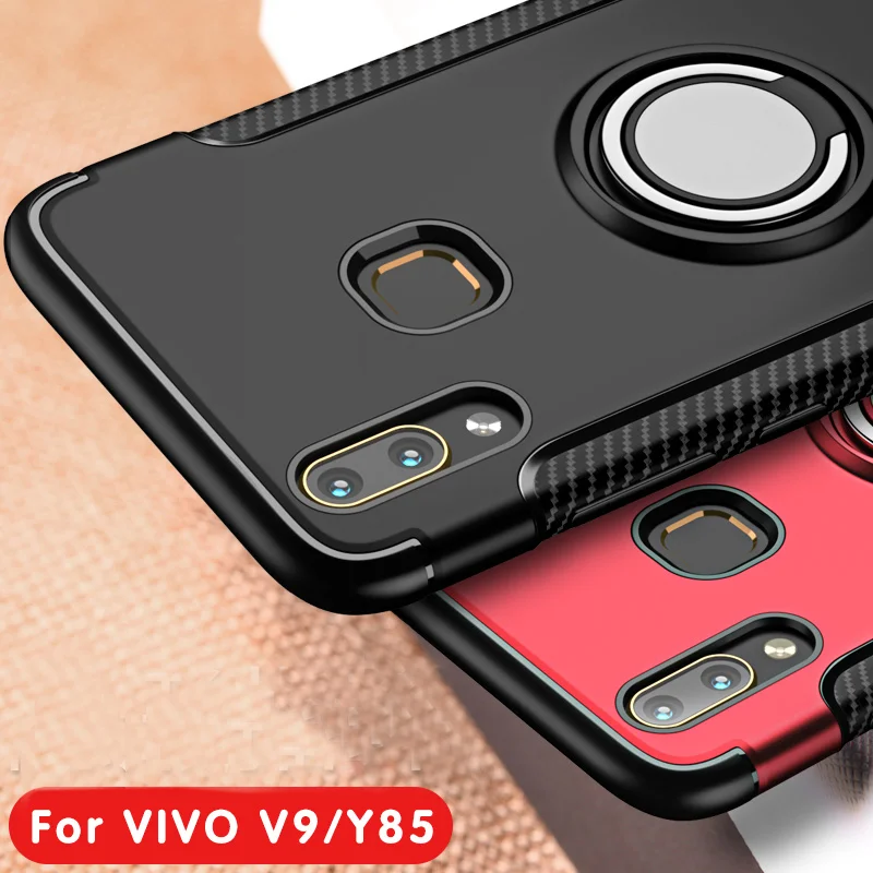 

VIVO V9 Case VIVO V9 Cover Armor 360 Full Protection Stand Ring Shockproof TPU + PC Case Capa VIVO Y85 / V9 Cover Coque Funda