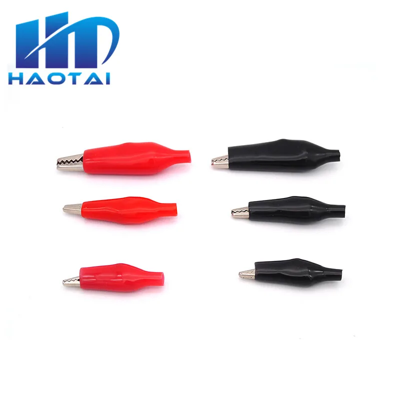 

10pcs28MM Metal Alligator Clip G98 Crocodile Electrical Clamp Testing Probe Meter Black Red with Plastic Boot Car Auto Battery