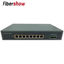 POE Gigabit Ethernet переключатель POE волоконно-оптический одномодовый 8 RJ45 UTP и 2 волоконный порт 10/100/1000M