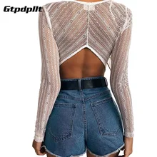 

Gtpdpllt Sexy Lace Deep V neck Hollow Out Bodysuit Bodycon Jumpsuit Long Sleeve Rompers Women Body Overalls Femme Playsuits