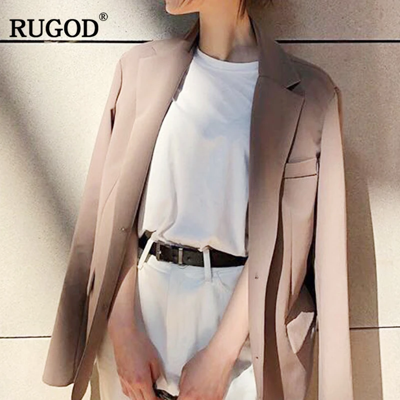 RUGOD 2018 Новые повседневные блейзеры куртка для женщин с длинным рукавом зубчатыми