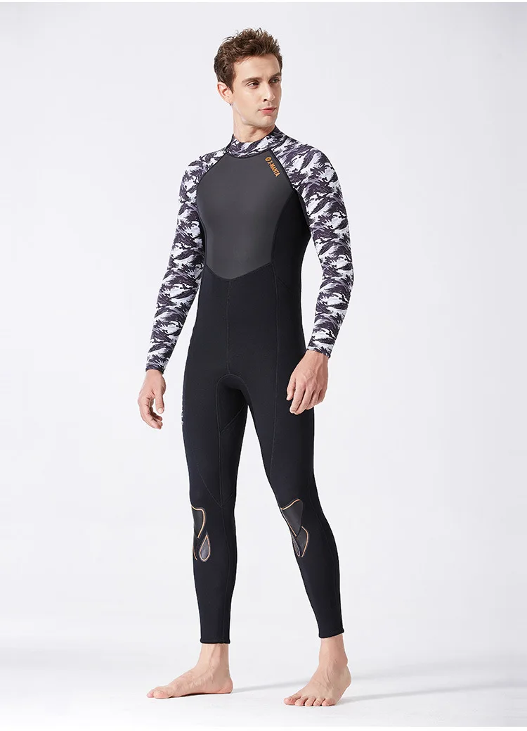 DIVE&SAIL Men Women One-piece Camo Wetsuits 3mm Neoprene+Shark Skin+Lycra Swimming Surfing Diving Suits High Elastic Swimwear