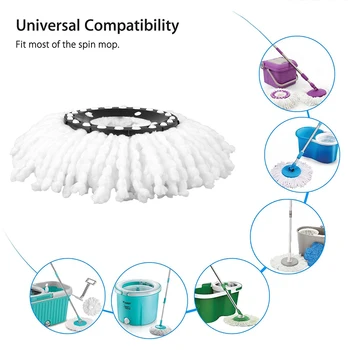 

Good Compatibility Mop Head Replacement 360-degree Rotating White Multiple Cleaner Machine Washable Spin Durable Mop Accessory