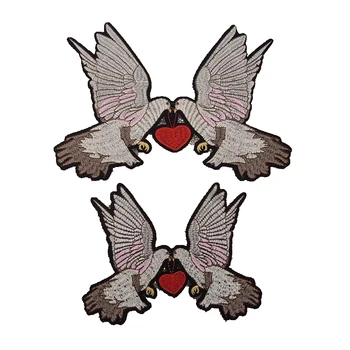 

Set of 2PC LOVE Bird of Peace Patches Iron on Stickers Pigeon Embroidered Patch for Clothes DIY Patchwork Dove Badge Appliques