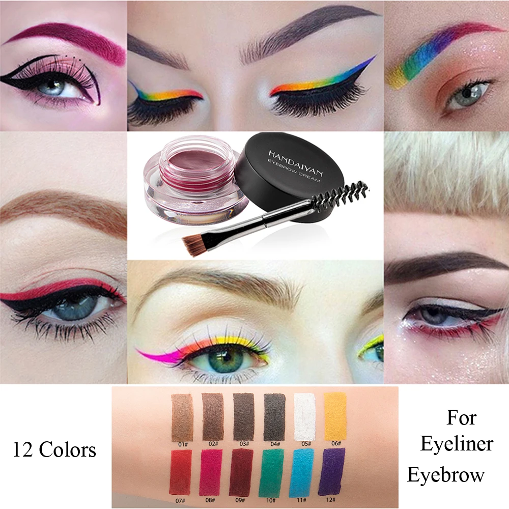 

Hot New 12 Colors Super Waterproof Eyebrow Eyeliner Cream Perfect Long-lasting Makeup High Brow Tint Soft Eyebrow Gel TSLM2