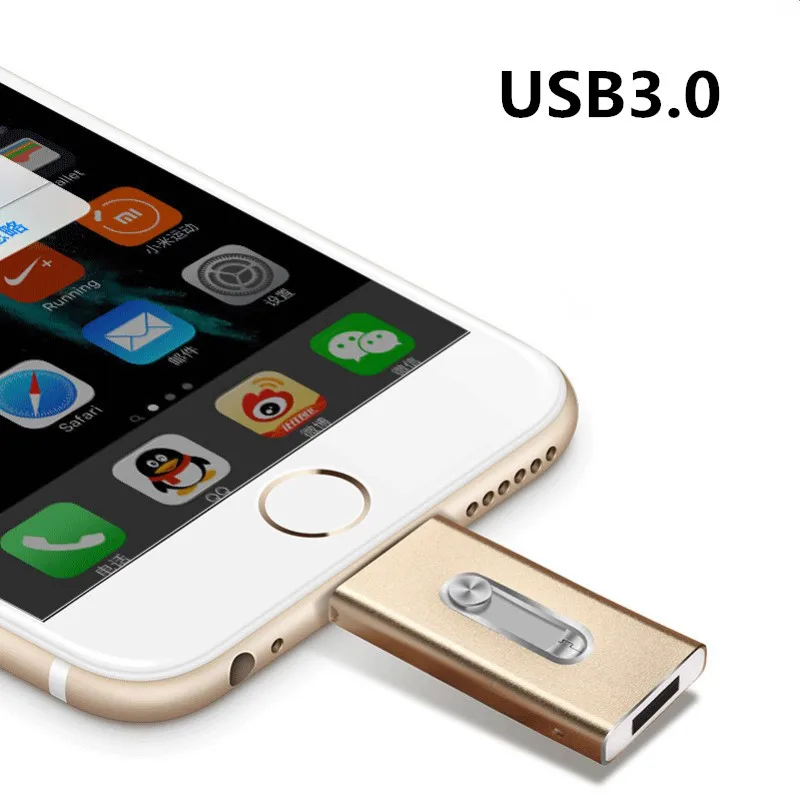comprar Drives Flash USB USB3.0 32G 64 GB 128 GB Memory Stick Para IOS11 iPhone 8, 7 Mais 6 S ipad PC OTG Flash Drive Flash de Armazenamento Externo