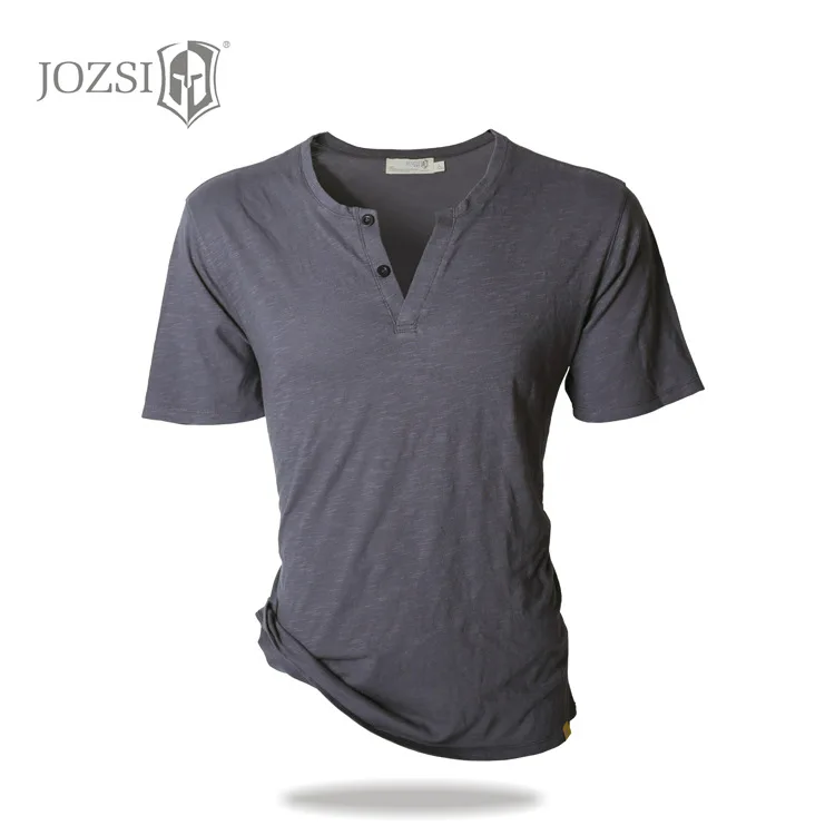 

JOZSI 100% Cotton V-Neck Solid Color T Shirt Men Breathable T-Shirt Homme Casual Short Sleeve Shirt Male