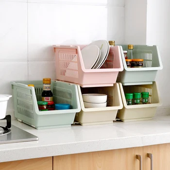 

Kitchen Utensils Stackable Vegetable Storage Baskets Baskets Plastic Drain Bowl Rack Shelf Shelf Seasoning Storage Rack Basket