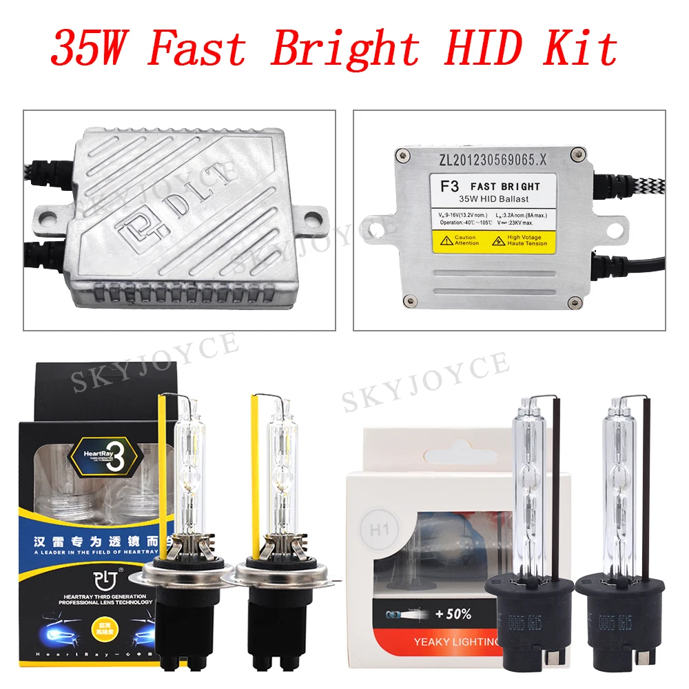 

Original 35W Yeaky HeartRay H1 H7 H11 9005 D2H HID Bulb 4500K 5500K 6500K Quick Start DLT F3 HID Ballast 35W Fast Bright HID Kit