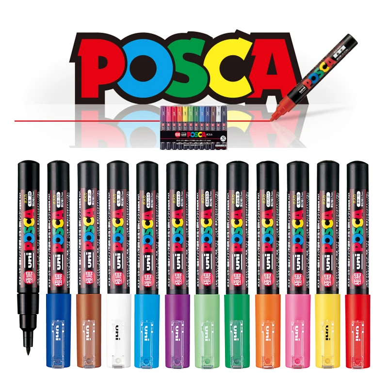 Uni 2 шт Posca PC-1M Краска Маркер-очень тонкая пуля Tip-0.7mm 14 цветов