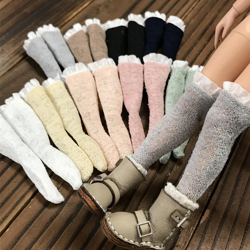 

1 Pair Cute 1/6 Doll's Socks for Blyth, Licca, Azone, Momoko, Barbies Doll Stocking Clothes Accessories Toys for Girl