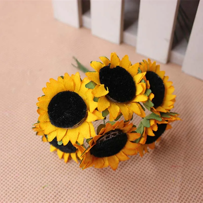 3cm Artificial Sunflowers Flower Bouquets Silk Sunflowers